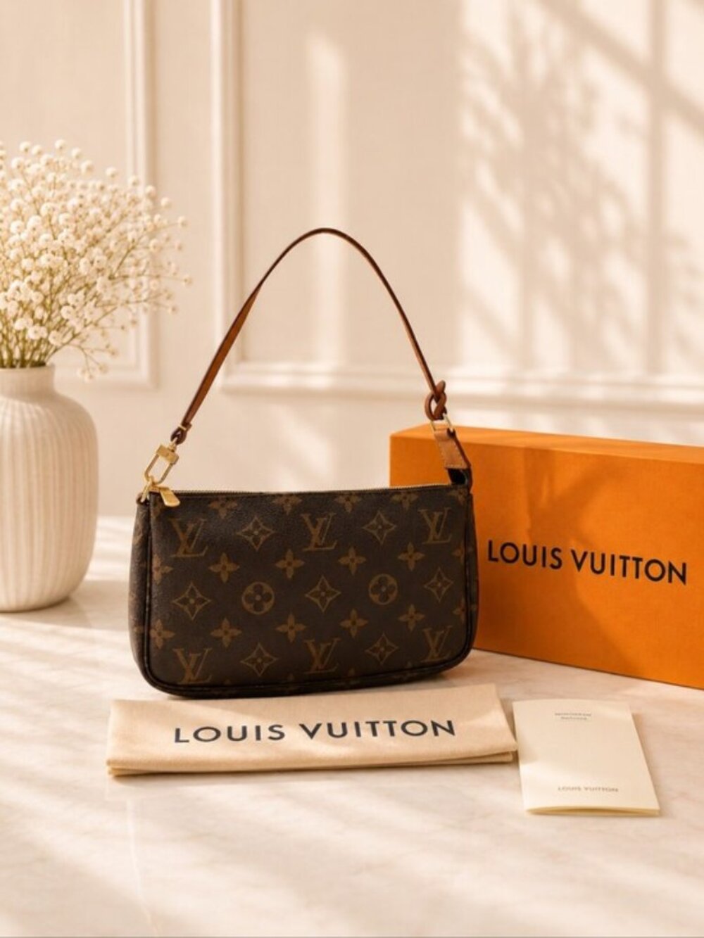 Authentic Louis Vuitton Pochette Accessoires Monogram Canvas Shoulder Bag